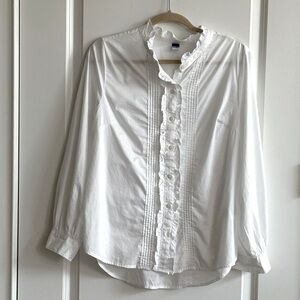 Old Navy Ruffled-Trimmed Pintucked Collarless Tuxedo Shirt